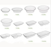 500ml 650ml 750ml 1000ml Disposable Thin Wal Plastic Oven Safe BPA Free Food Containers